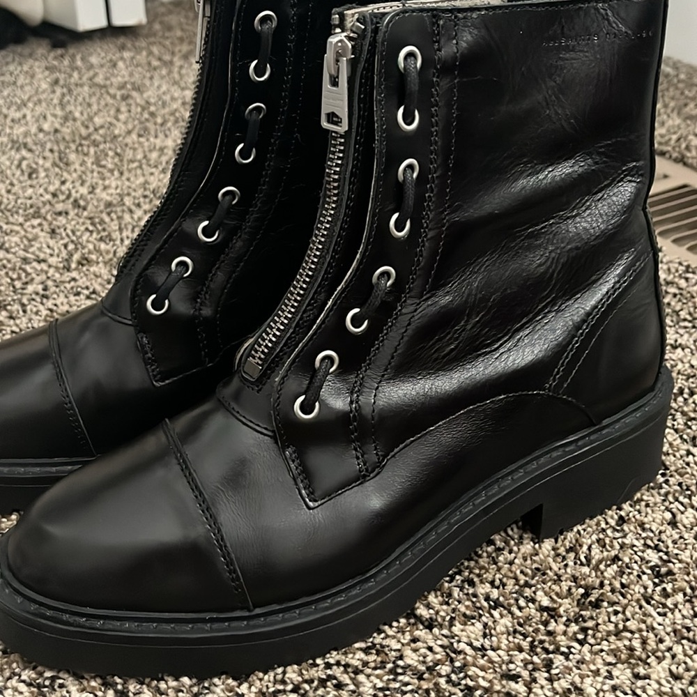 Allsaints Alaria Combat Leather Moto Black Boot, worn twice - Picture 2 of 9